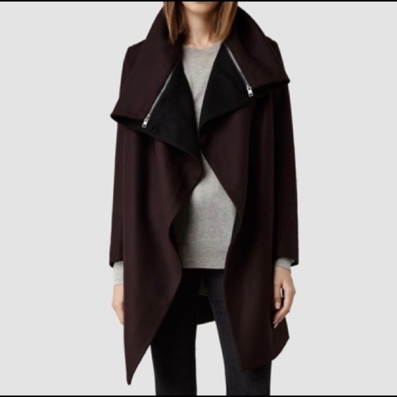 All Saints Jackets & Blazers - All Saints Jax Burgundy Coat Size 4